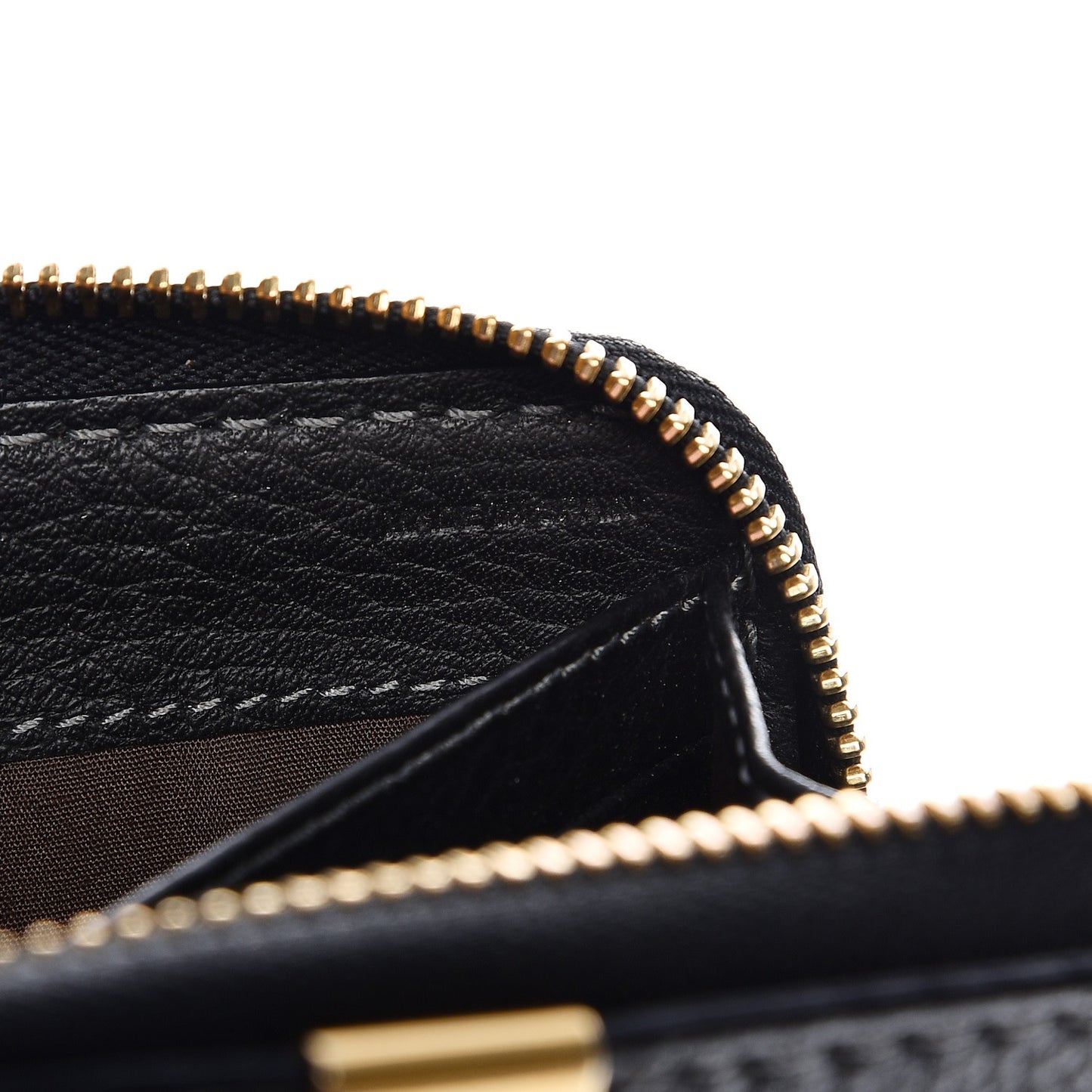 Grained Calfskin Marcie Long Zip Around Wallet Black