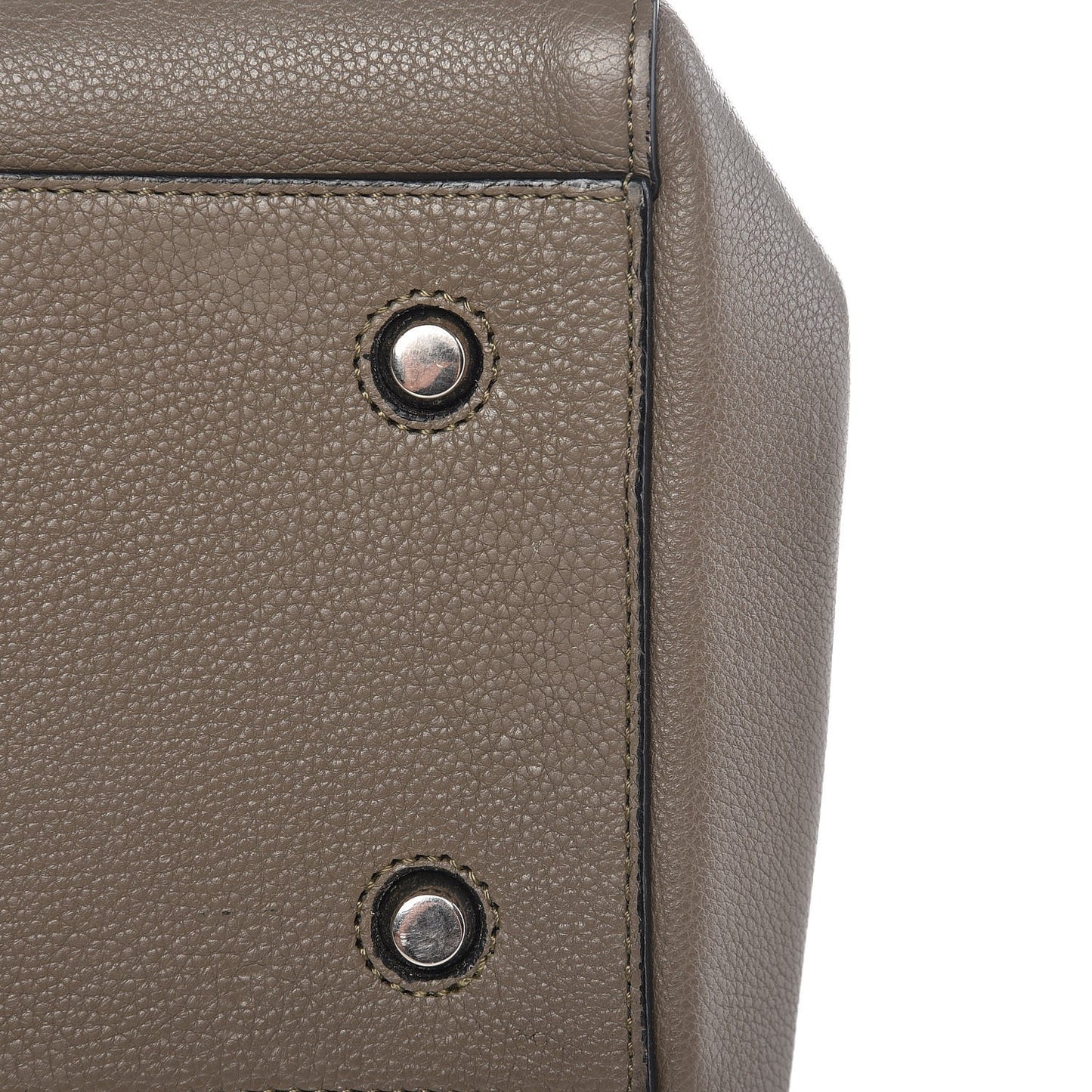 Drummed Calfskin Medium Edge Shoulder Bag Grey