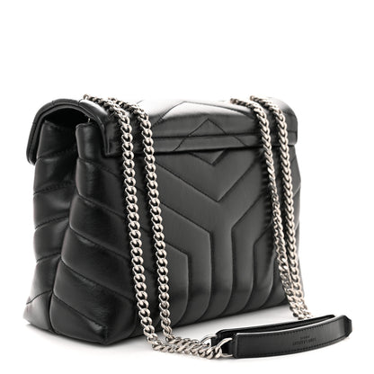 Saint Laurent Calfskin Y Quilted Monogram Small Loulou Chain Satchel Black 3 of 10
