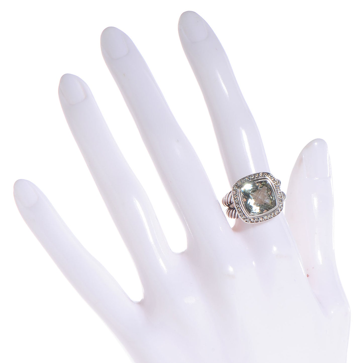 Sterling Silver Diamond Prasiolite Albion Ring 54 6.75