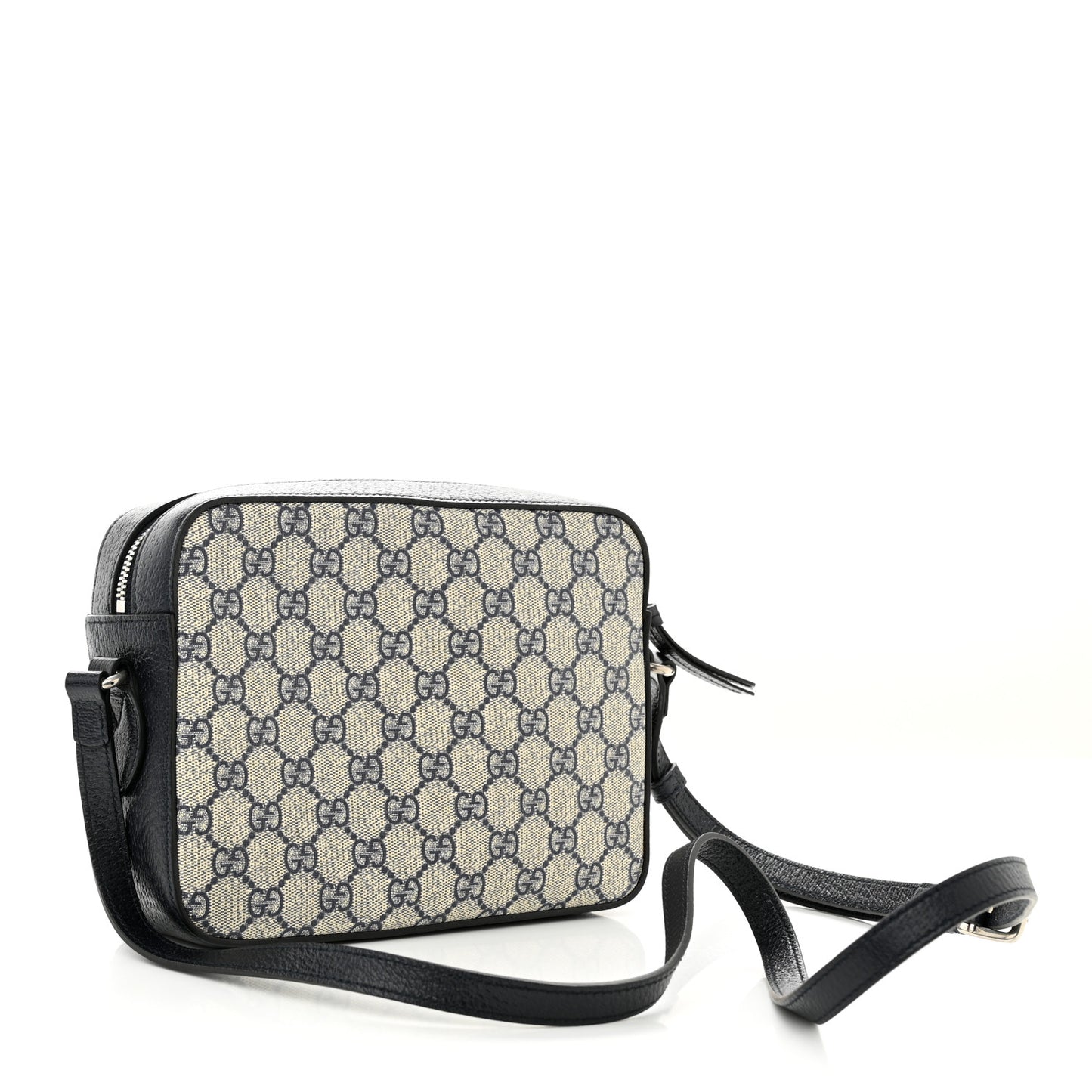 GG Supreme Monogram Textured Dollar Calfskin Small Horsebit 1955 Shoulder Bag Beige Blue