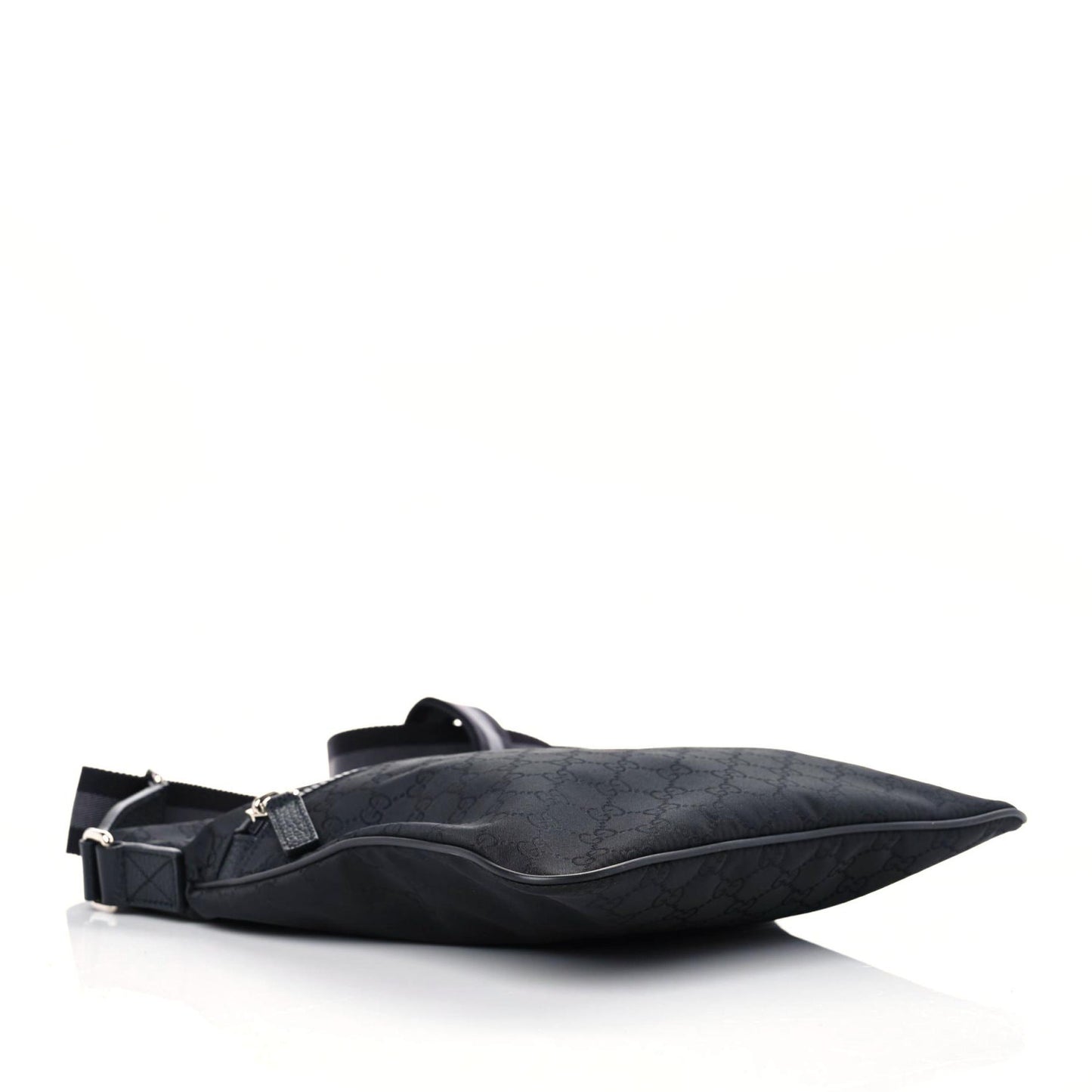 Nylon Monogram Medium Flat Messenger Bag Black