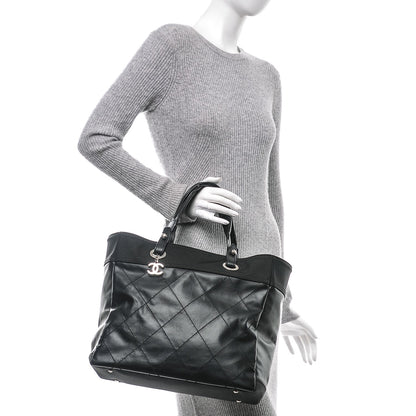 Chanel Coated Canvas Quilted Large Paris Biarritz Tote Black 2 of 7