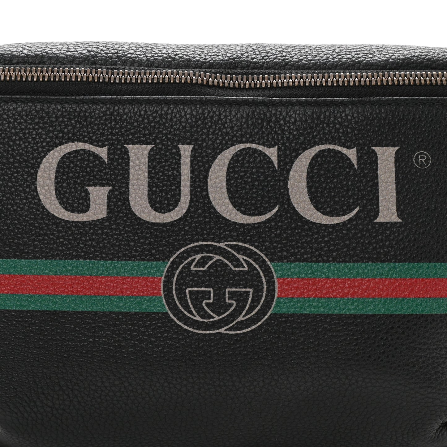 Grained Calfskin Logo Belt Bag Black