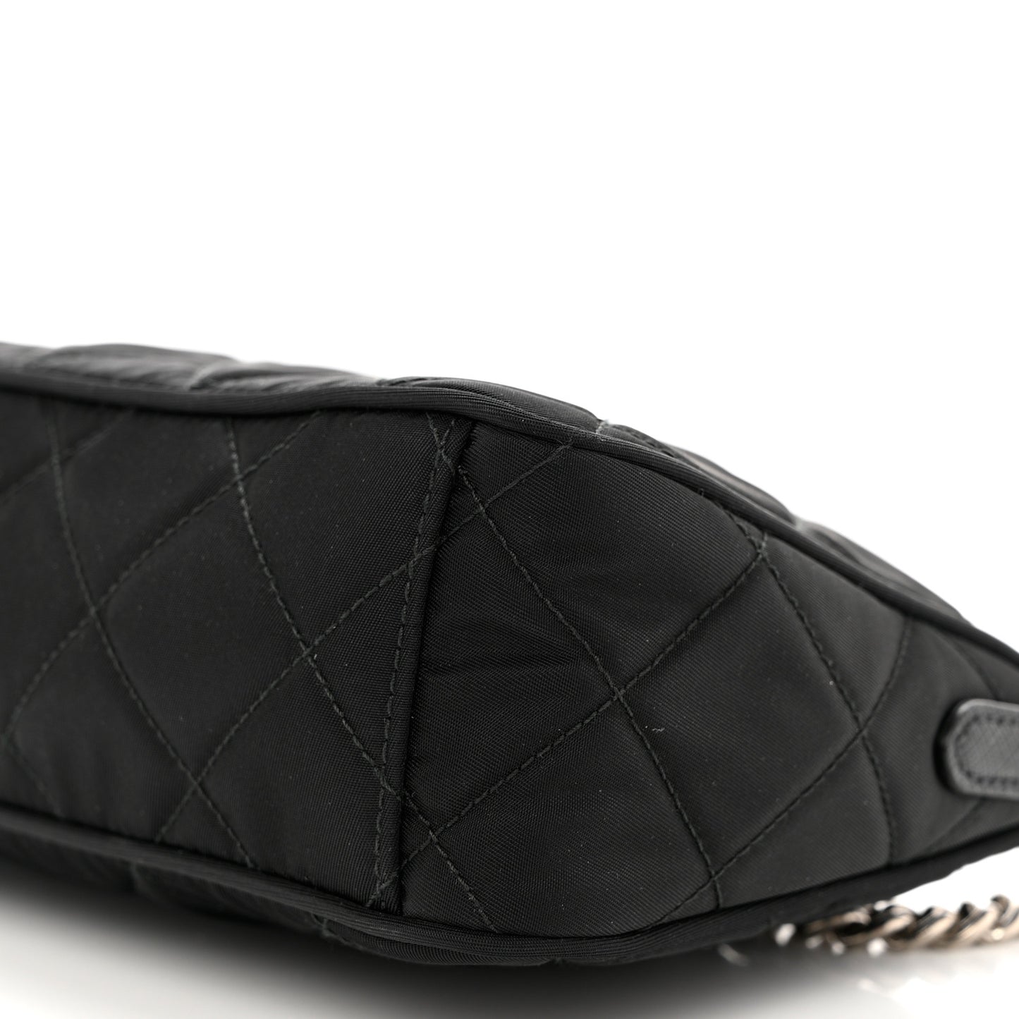 Nylon Tessuto Impuntu Quilted Crossbody Bag Black