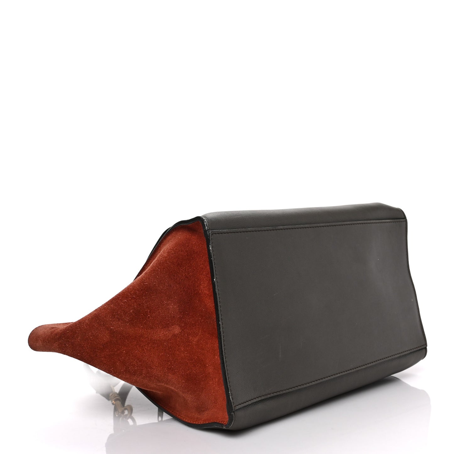 Calfskin Suede Medium Tri-Color Trapeze Terracotta