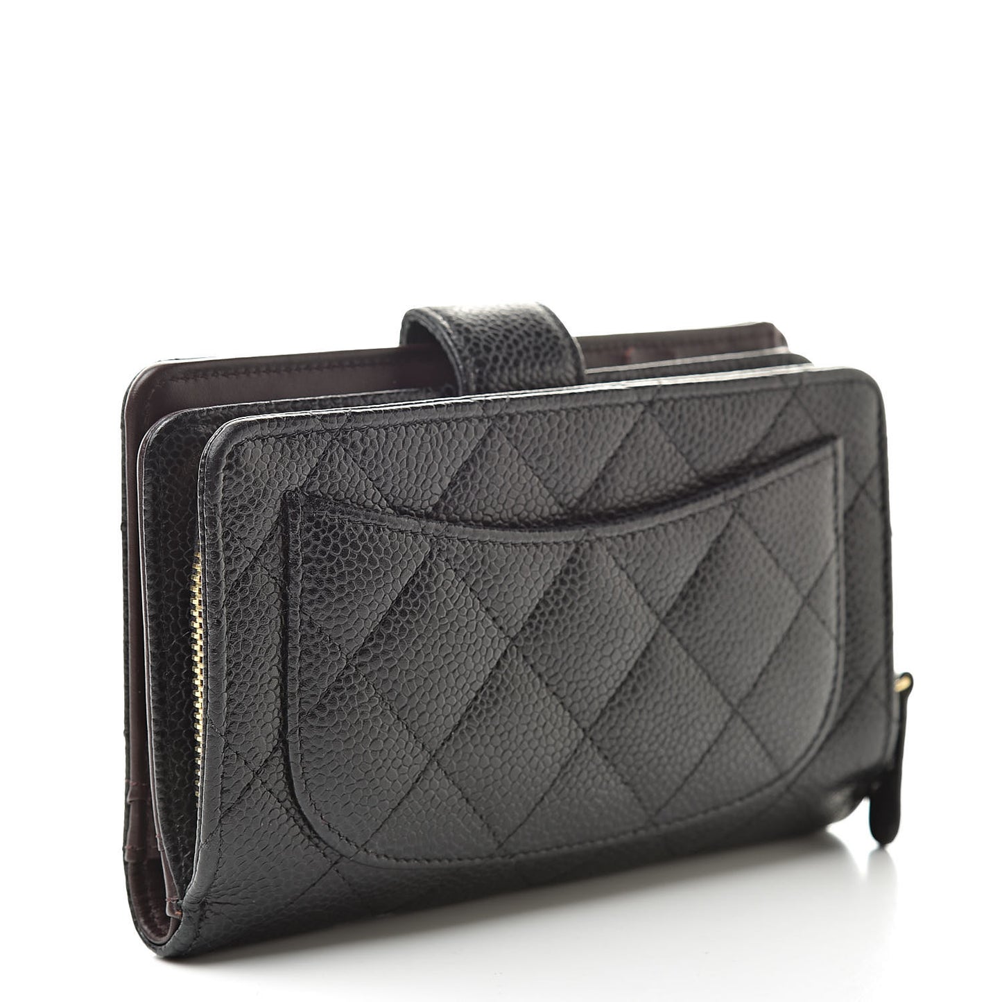 Caviar Quilted Zipped Pocket Wallet Black