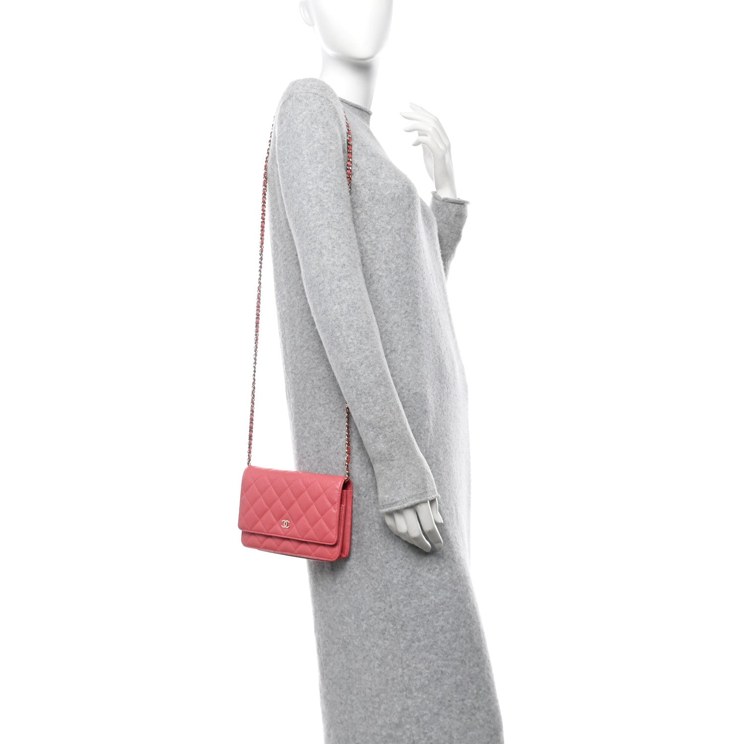 Chanel Caviar Quilted Wallet on Chain WOC Pink 2 of 11