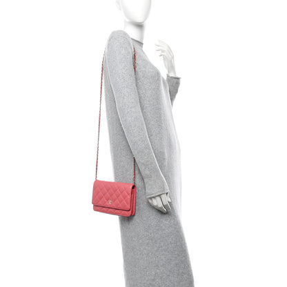 Chanel Caviar Quilted Wallet on Chain WOC Pink 2 of 11
