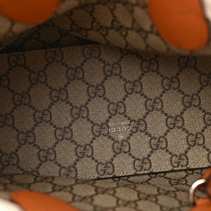 Gucci Canvas Calfskin Logo Print Medium Tote Bag Brown 6 of 11