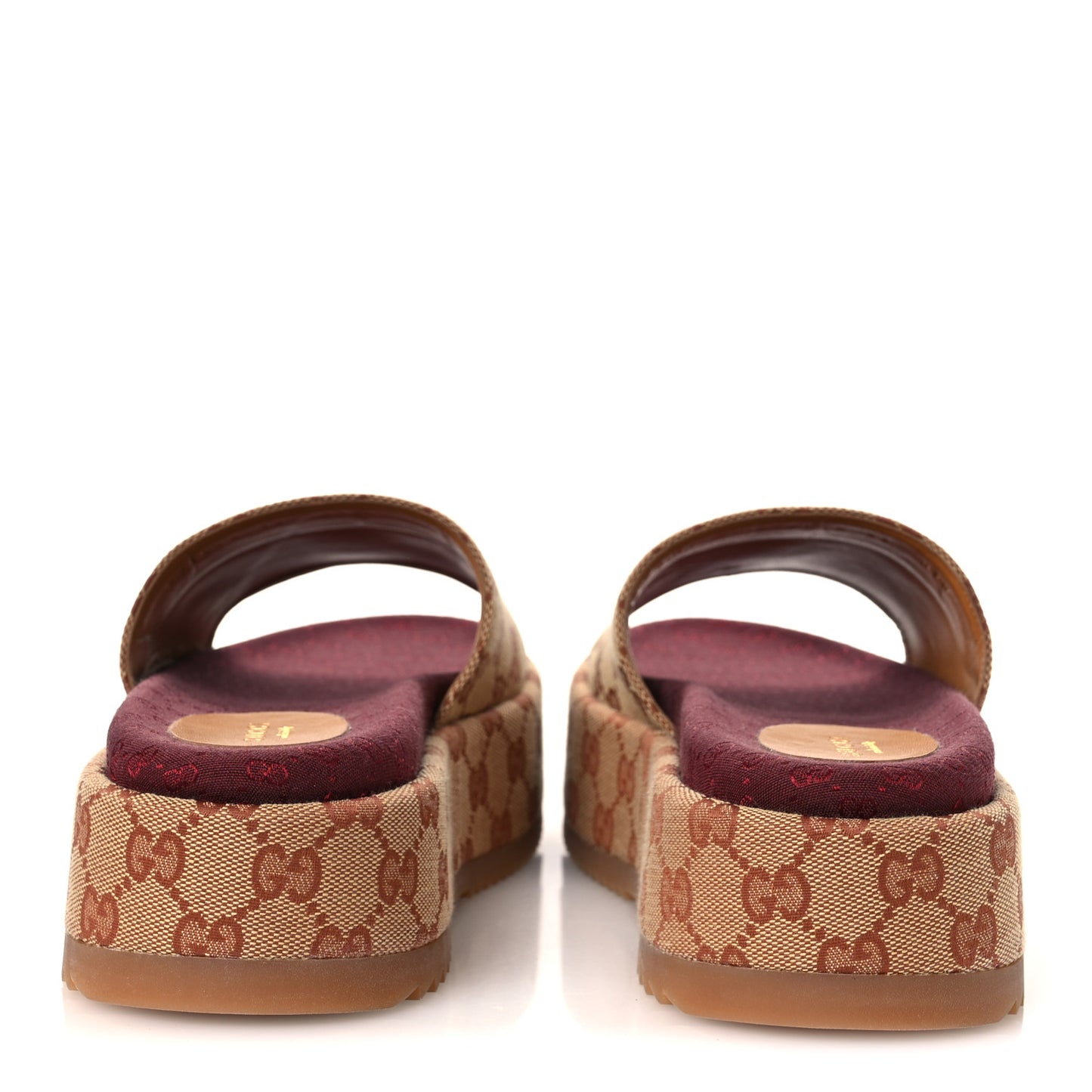 Canvas GG Monogram Angelina Platform Slide Sandals 38 Beige Ruggine