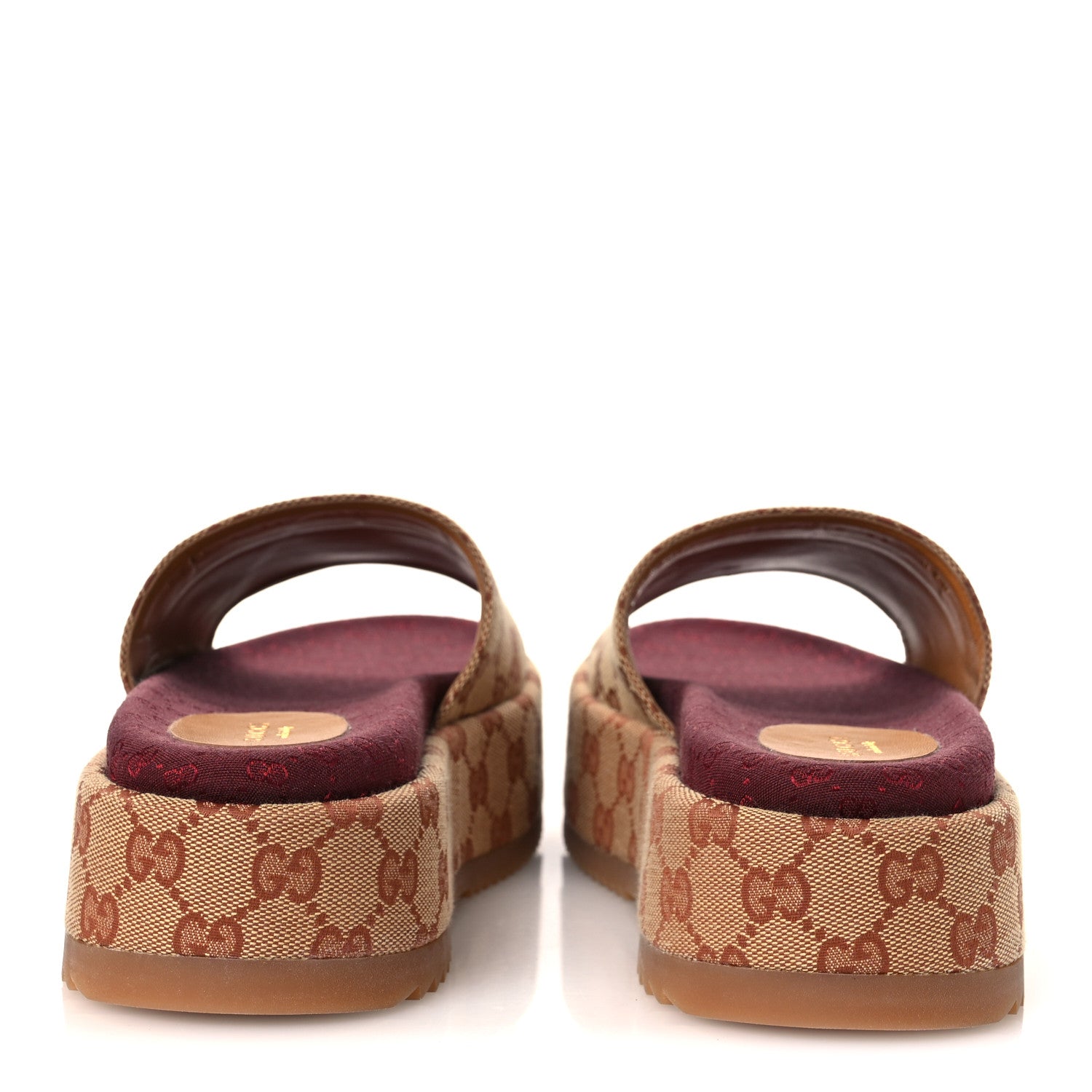 Gucci Canvas GG Monogram Angelina Platform Slide Sandals 38 Beige Ruggine 6 of 11