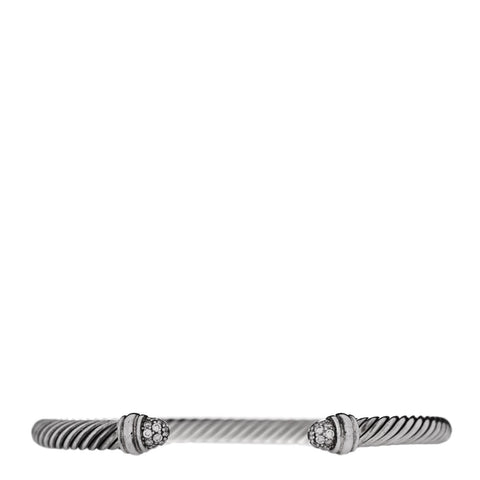 Sterling Silver Pave Diamond 5mm Cable Classics Bracelet