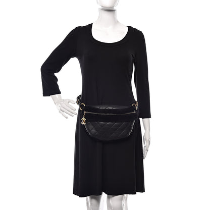 Chanel Calfskin Fur Quilted Waist Bag Fanny Pack Black 2 of 11