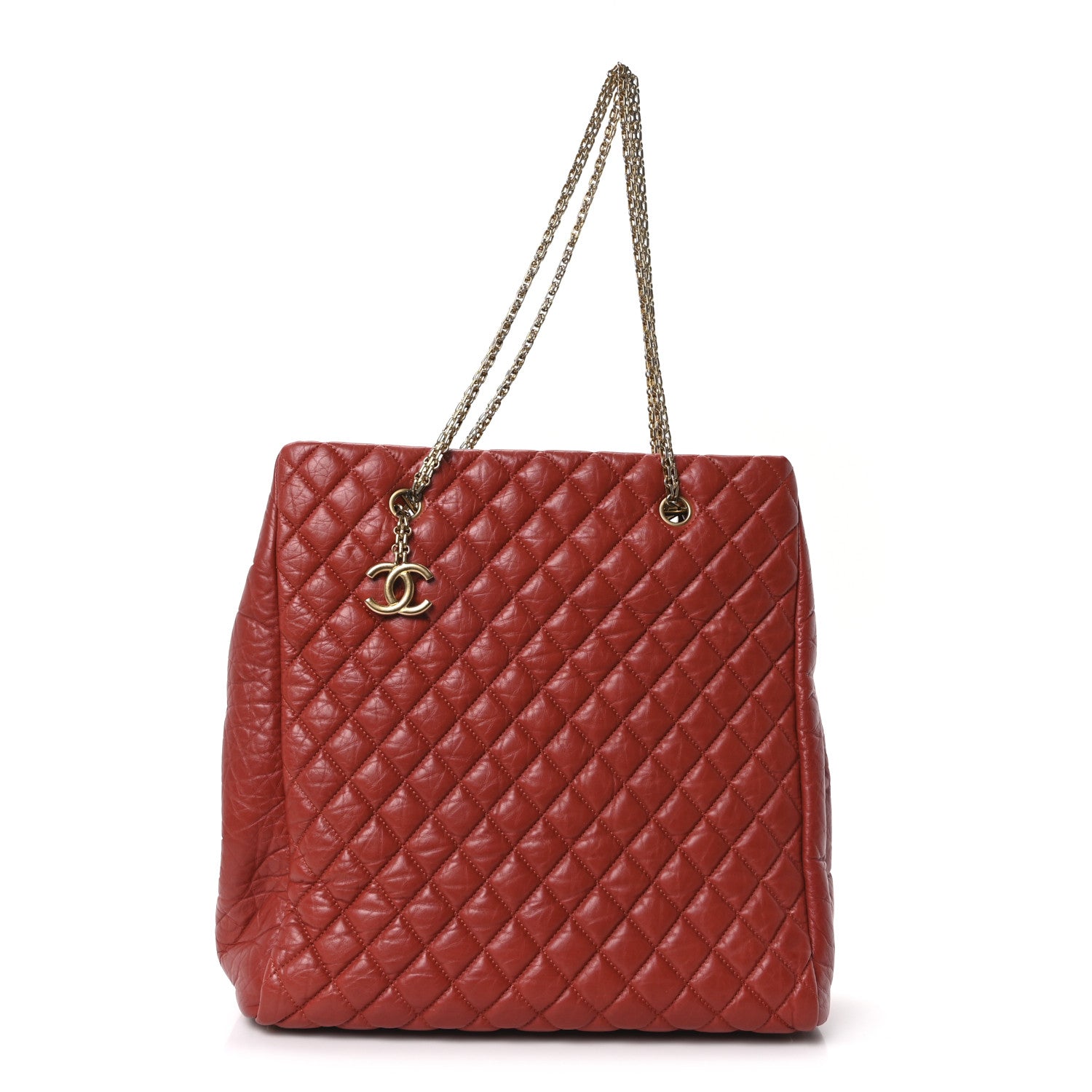 Chanel Lambskin Quilted Medium New Bubble North South Tote Red 1 of 10