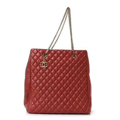 Chanel Lambskin Quilted Medium New Bubble North South Tote Red 1 of 10