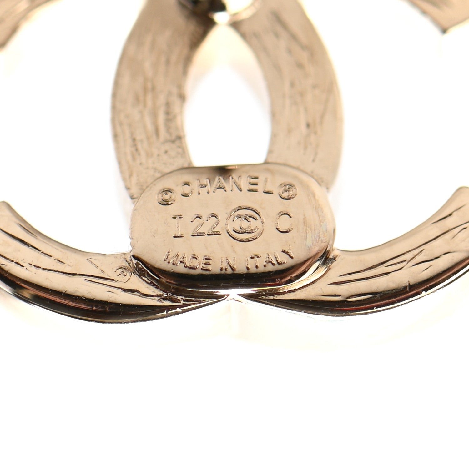 Chanel Metal Crystal CC Chain Cuff Earrings Gold 4 of 4