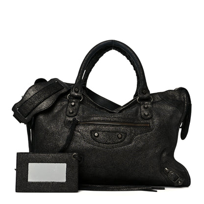 Balenciaga Metallic Craquele Calfskin Classic Hardware City Black 3 of 12