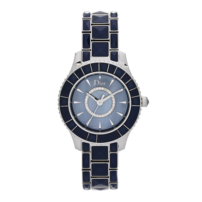 Christian Dior Stainless Steel Diamond Blue Mother of Pearl 33mm Christal Quartz Watch 1 of 5