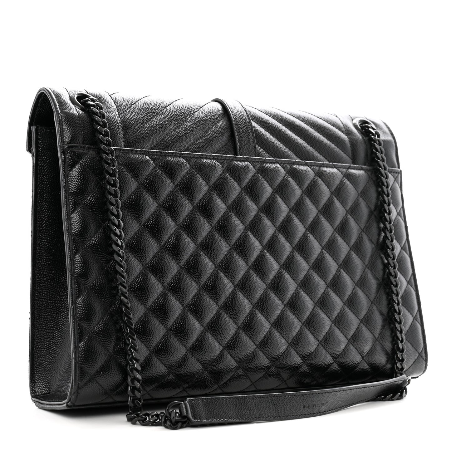 Grain De Poudre Textured Mixed Matelasse Large Triquilt Monogram Monochrome Satchel Black