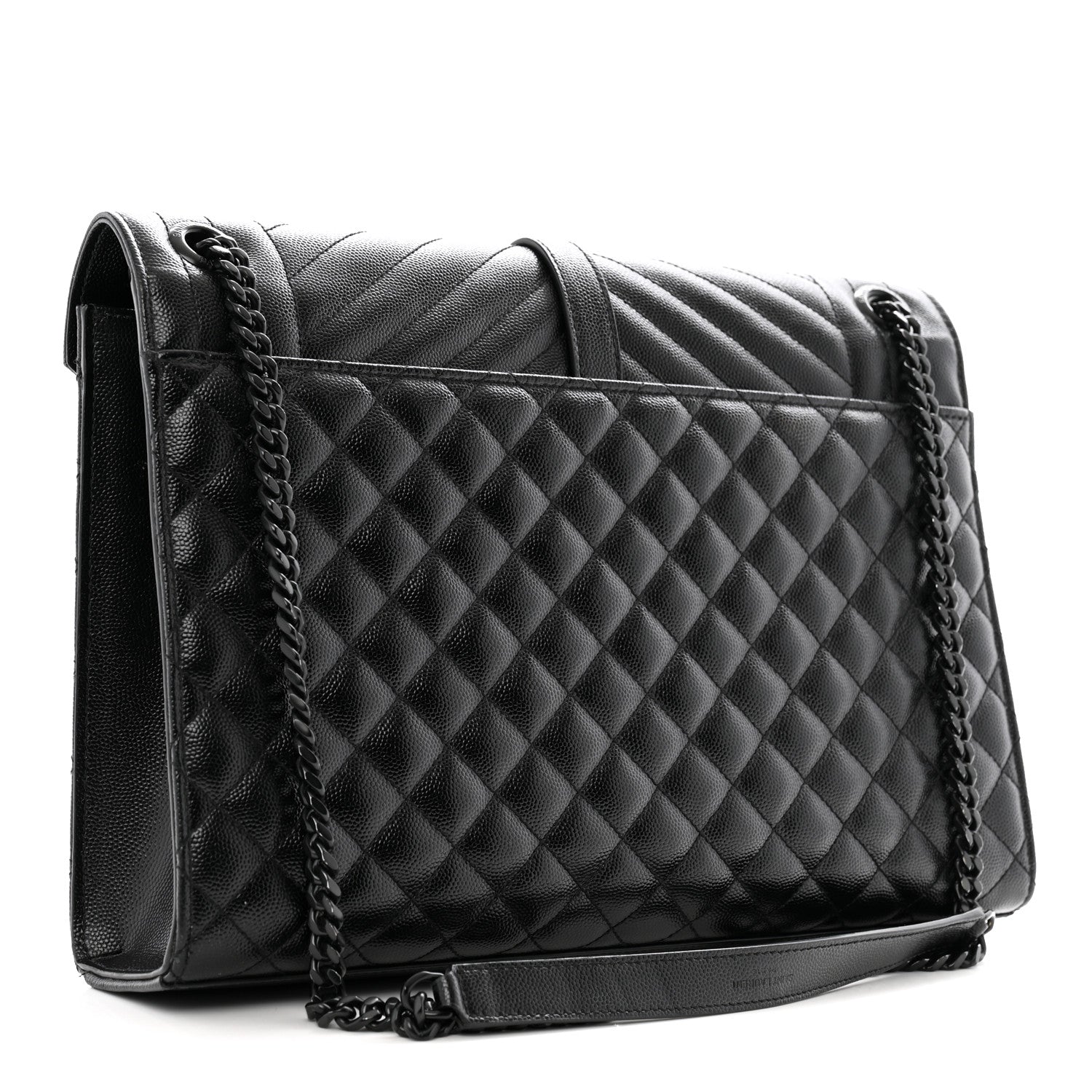 Saint Laurent Grain De Poudre Textured Mixed Matelasse Large Triquilt Monogram Monochrome Satchel Black 3 of 11