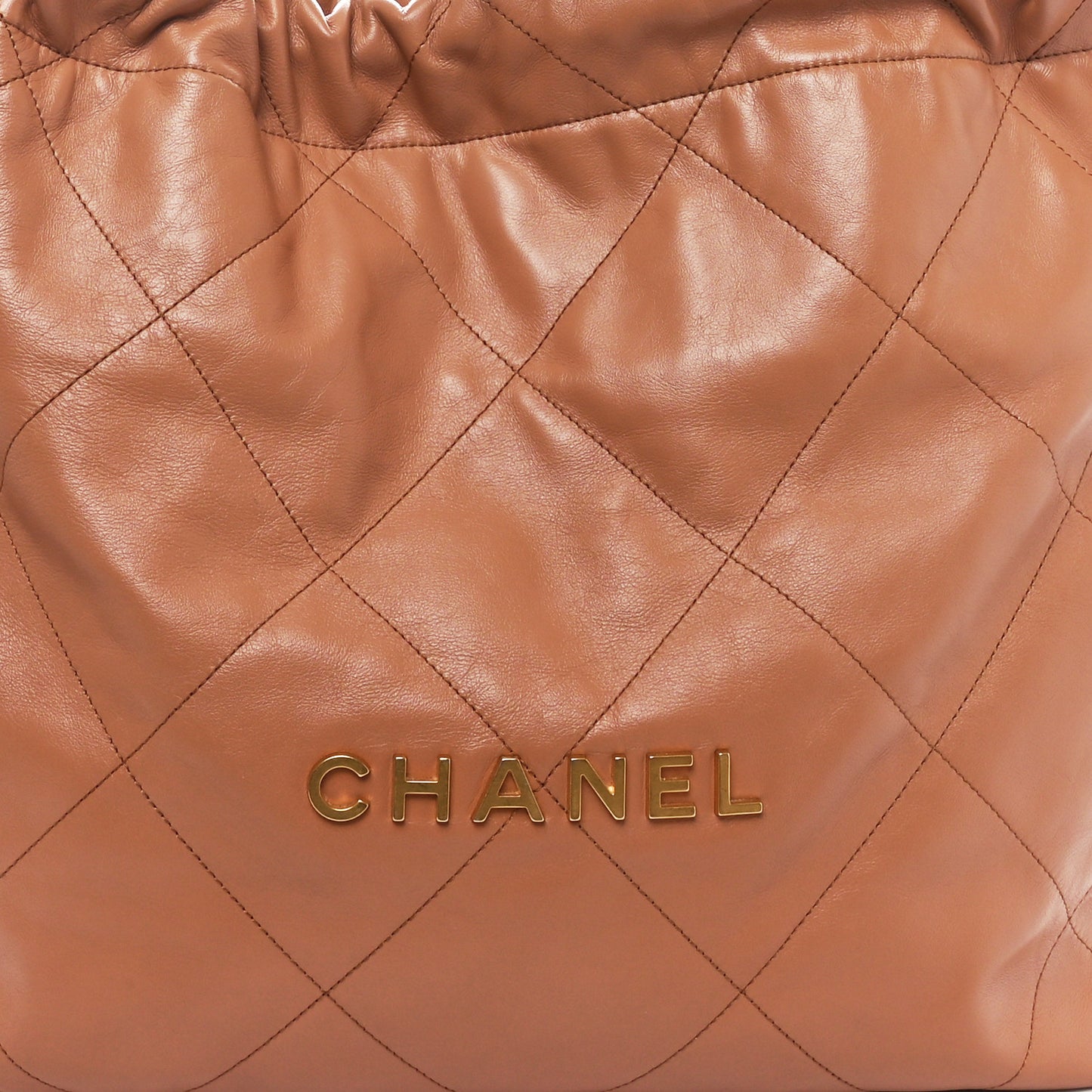 Shiny Calfskin Quilted Chanel 22 Brown