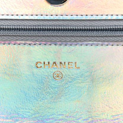 Chanel Iridescent Goatskin Quilted Wallet On Chain WOC Silver 6 of 12
