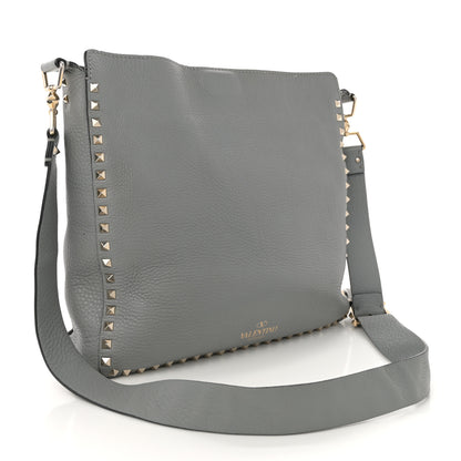 Valentino Garavani Pebbled Calfskin Small Rockstud Flip-Lock Messenger Bag Light Stone 2 of 13