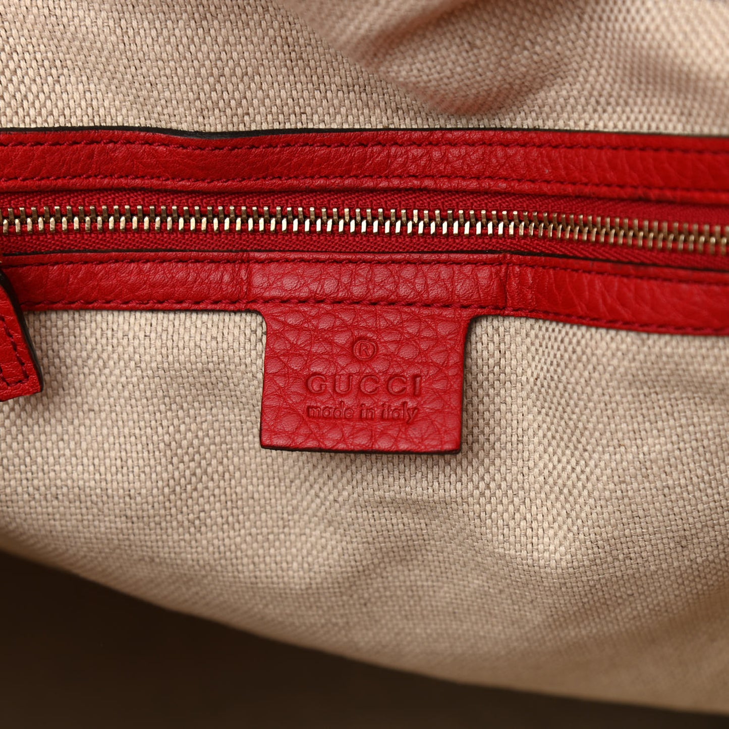 Pebbled Calfskin Large Soho Shoulder Bag Red