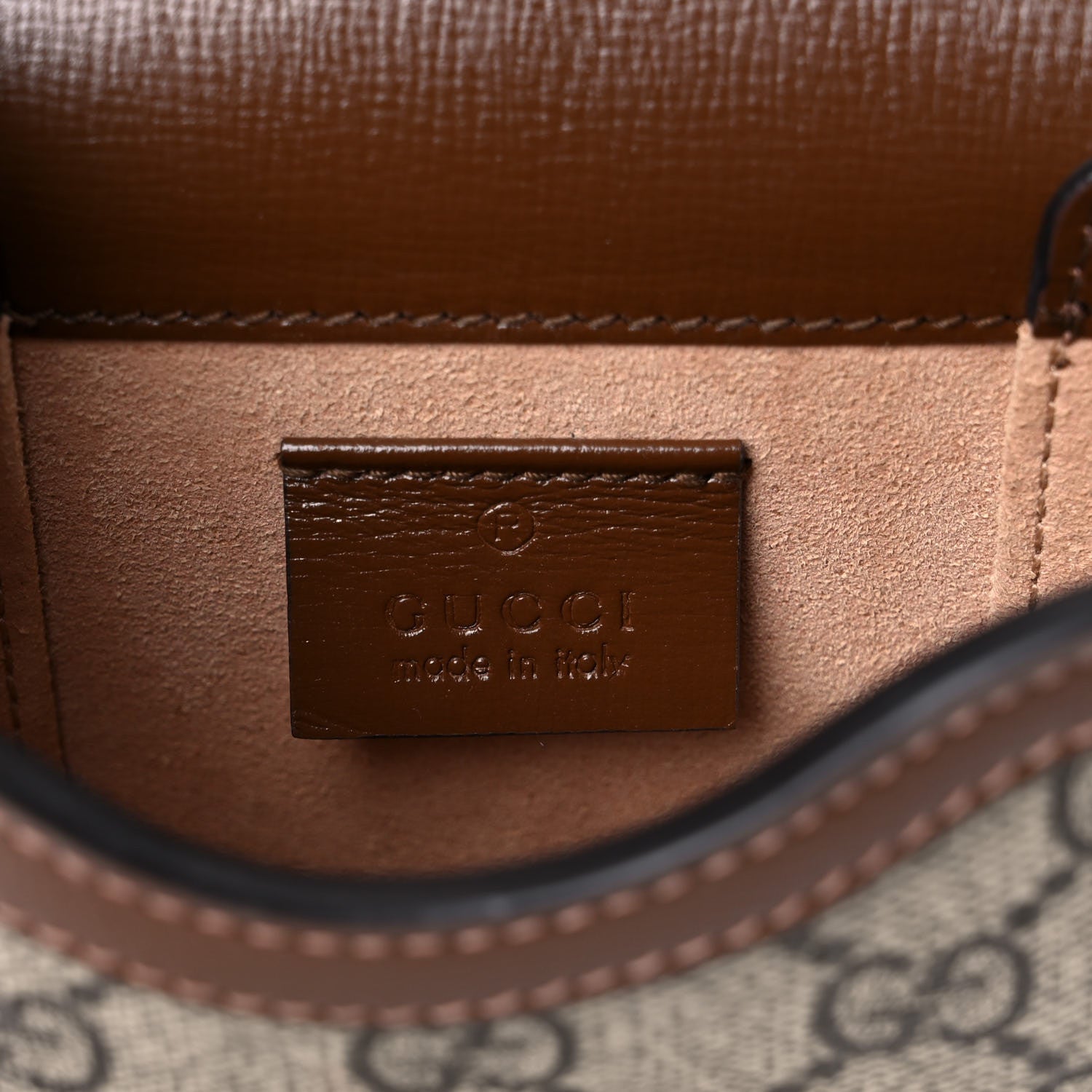 Gucci GG Supreme Monogram Mini Horsebit 1955 Crossbody Bag Beige Brown Sugar 7 of 11