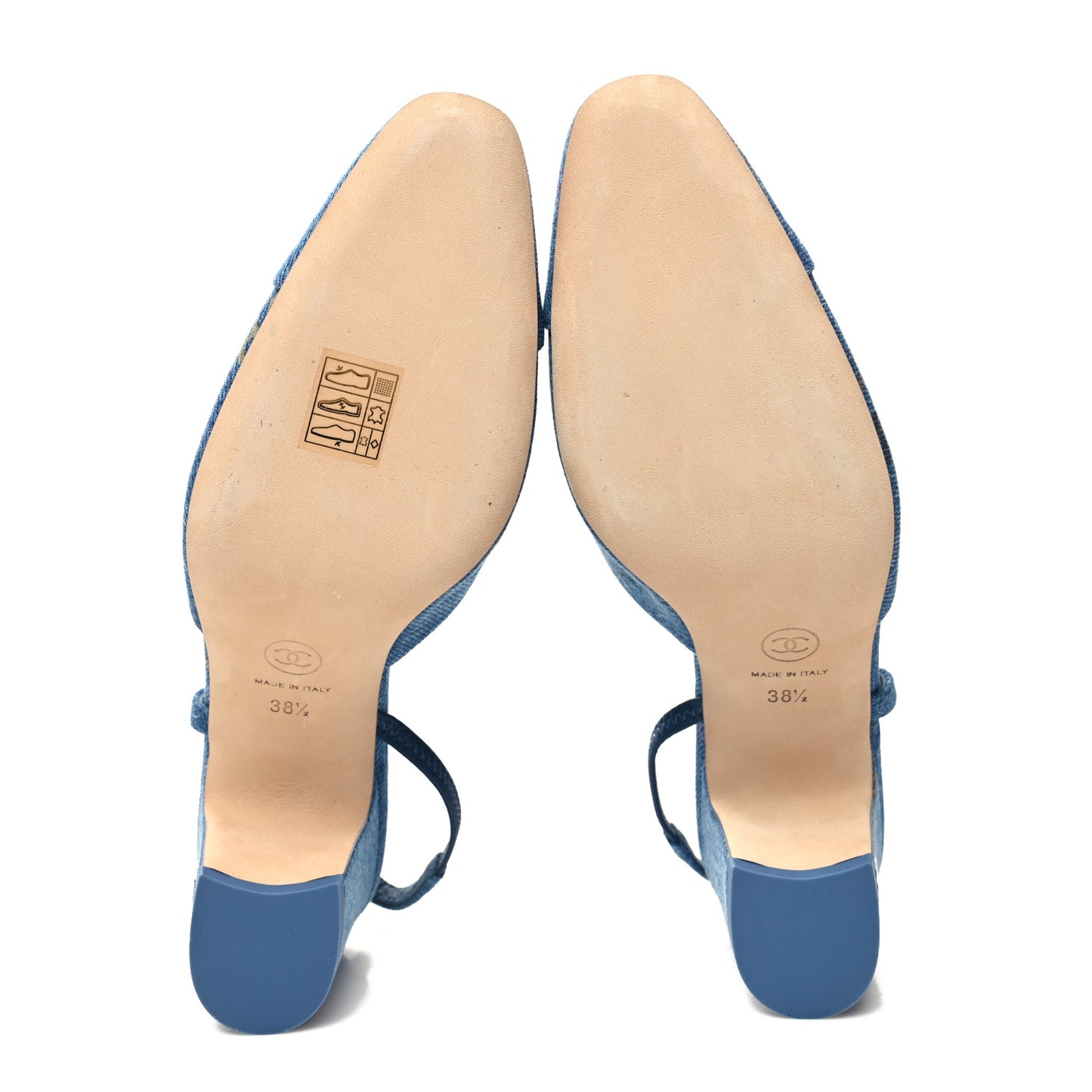 Denim Cap Toe Denim Mood Slingback Flats 38.5 Blue Multicolor