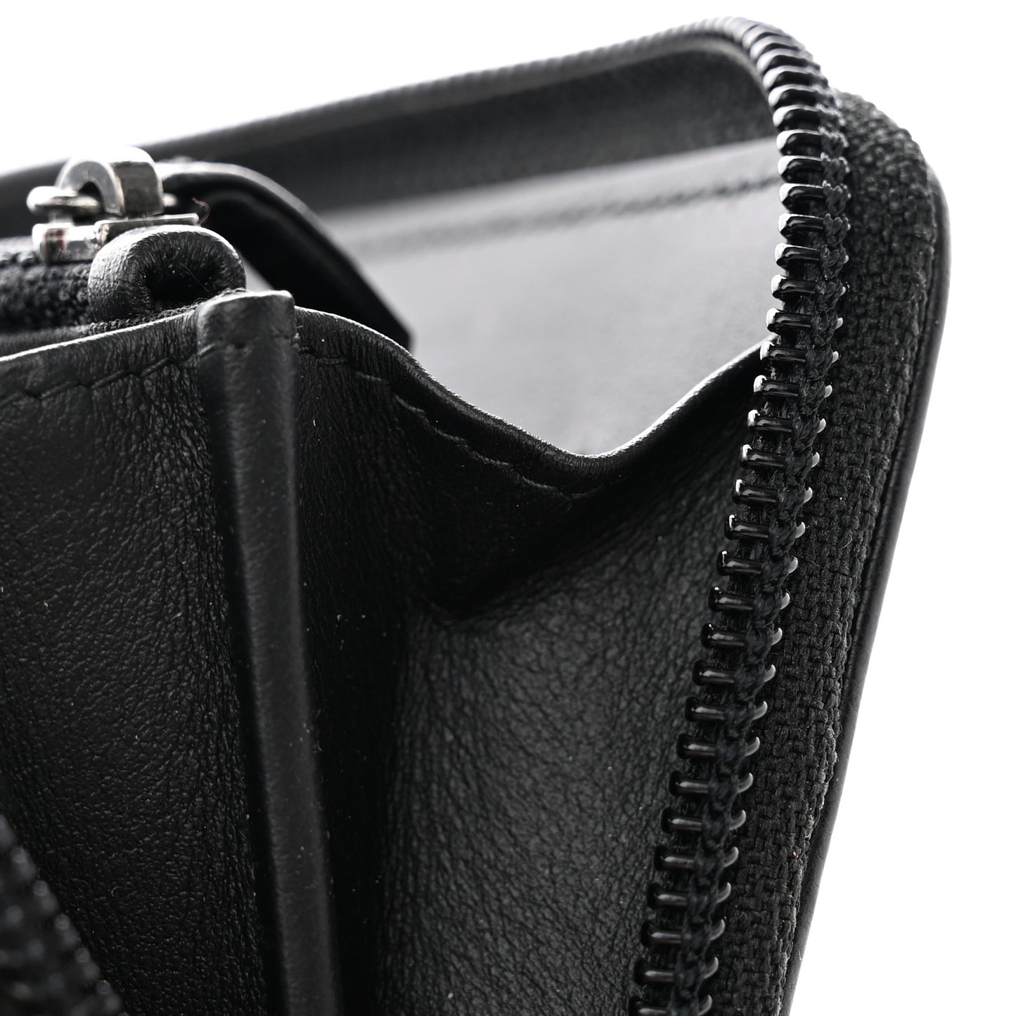 Caviar Quilted Boy Small Zip Around Wallet Black