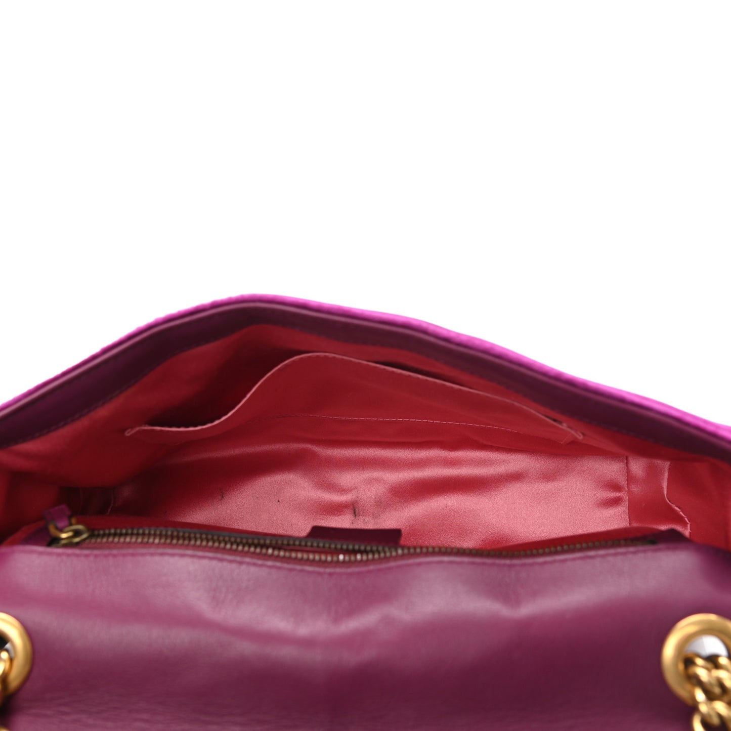 Velvet Matelasse Medium GG Marmont Shoulder Bag Fuchsia Violet Cyclamen