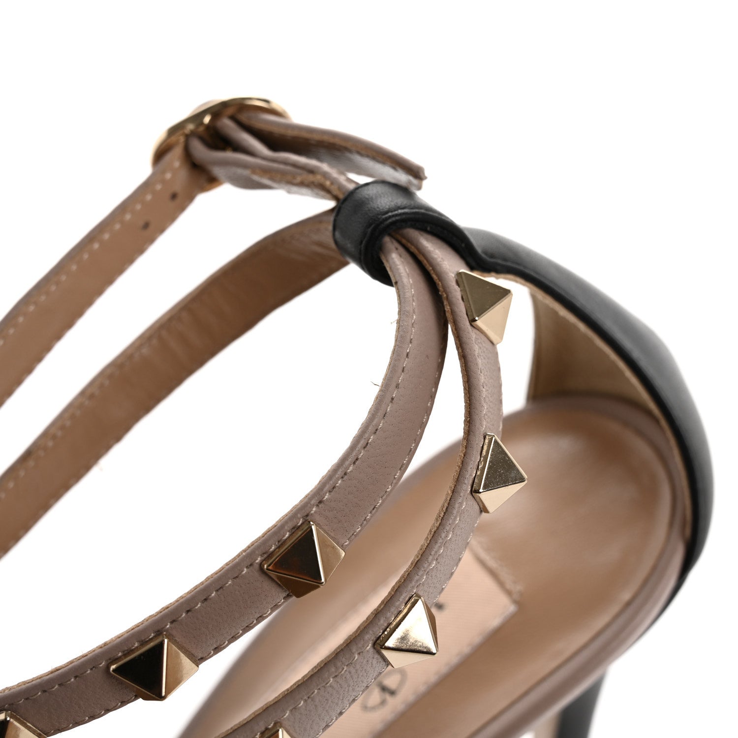 Valentino Garavani Calfskin Rockstud Strap Sandals 37 Black Poudre 10 of 11
