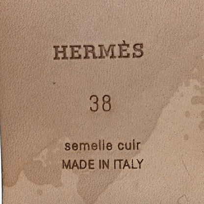 Hermes Box Calfskin Oran Sandals 38 White 8 of 11