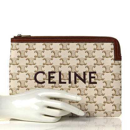 Celine Triomphe Canvas Lambskin Small Pouch White 2 of 6