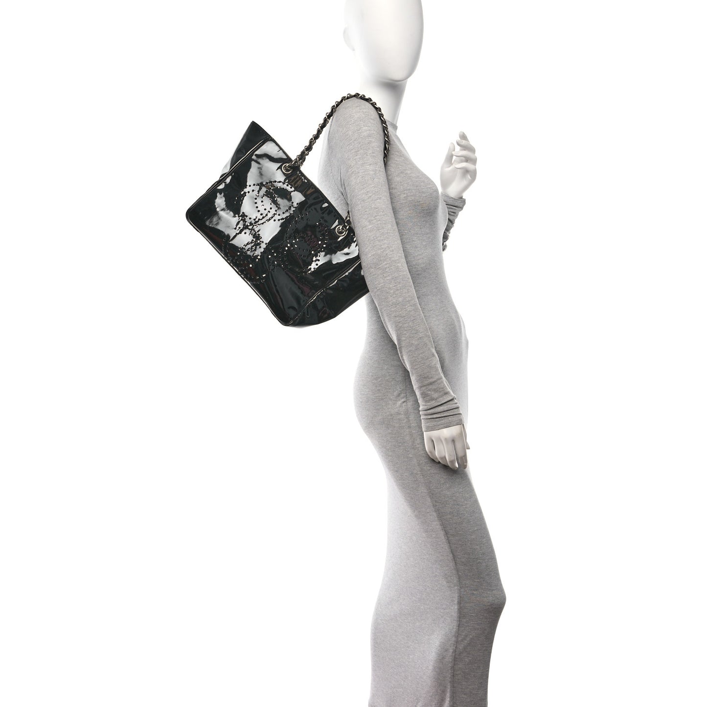 Patent Perforated CC Tote Black