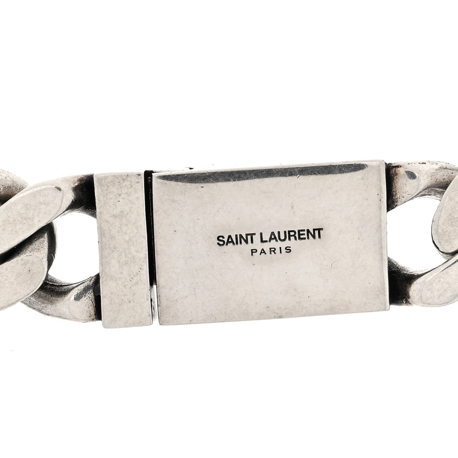 Saint Laurent Metal Curb Chain Necklace Oxidized Silver 4 of 5