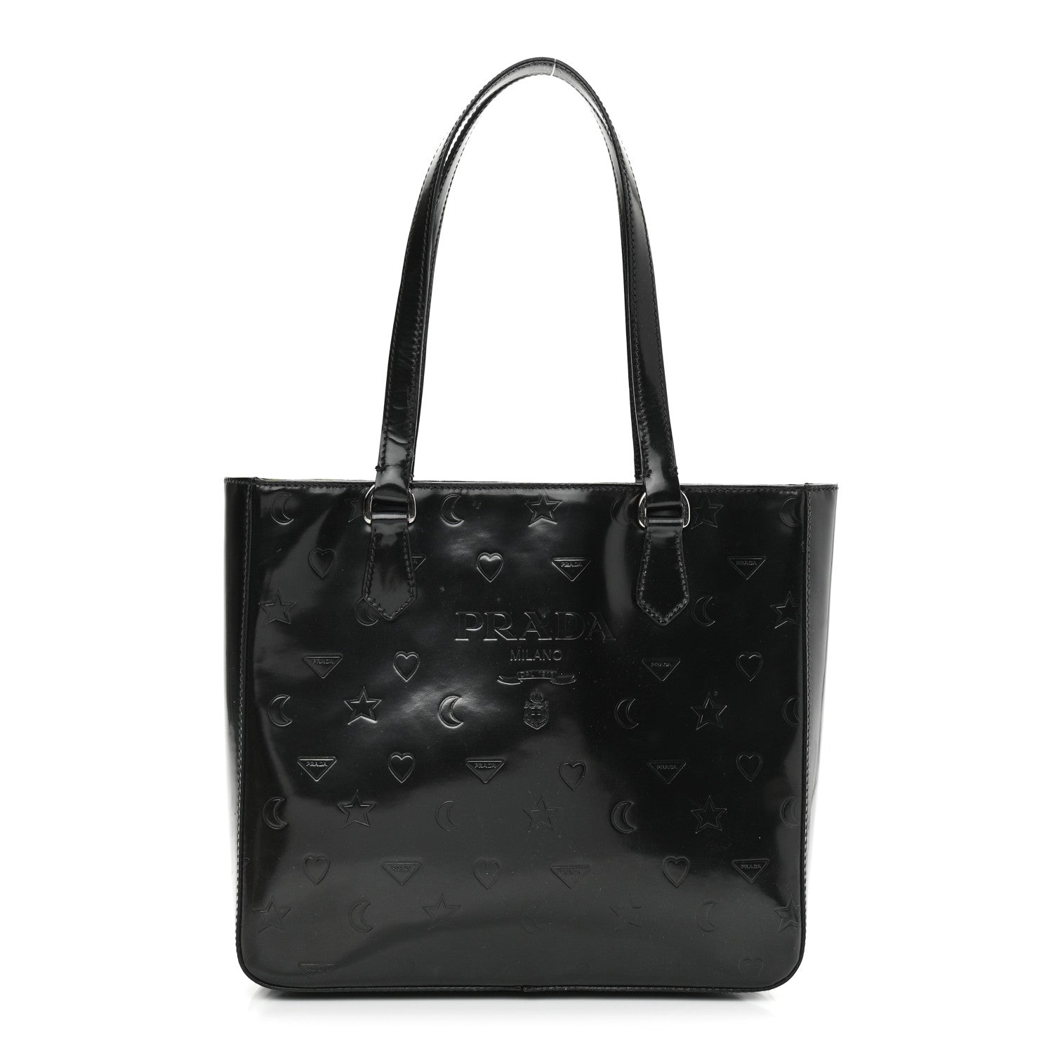 Prada Spazzolato Logo Embossed Tote Black 1 of 12