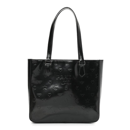 Prada Spazzolato Logo Embossed Tote Black 1 of 12