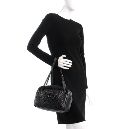 Chanel Metallic Aged Calfskin Quilted Medium Reissue Camera Case Black 3 of 12