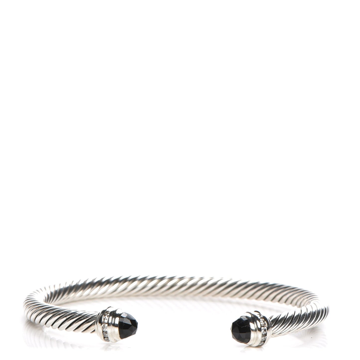 Sterling Silver Diamond Black Onyx 5mm Cable Classics Princess Bracelet