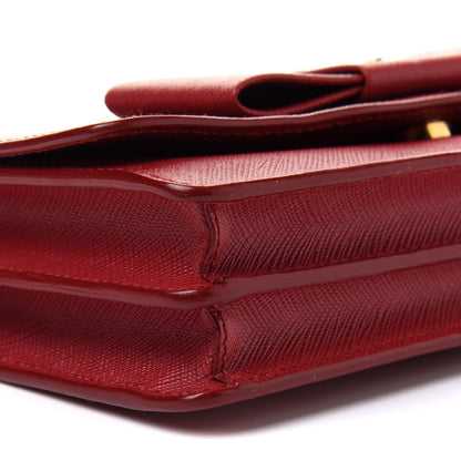 Prada Saffiano Fiocco Bow Flap Wallet Fuoco 9 of 10