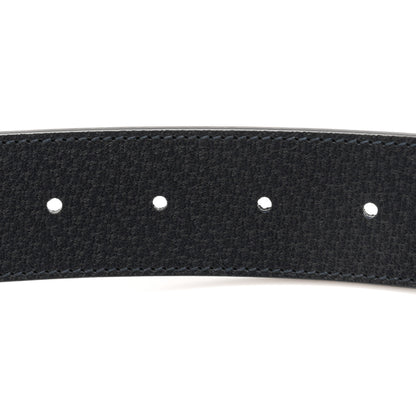 Gucci GG Supreme Monogram Plutone Calfskin Palladium Double G Reversible 37mm Belt 105 42 Black Blue 6 of 6