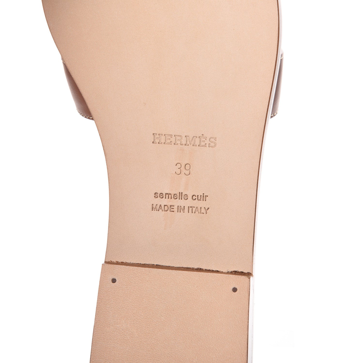 Hermes Box Calfskin Oran Sandals 39 Gold 6 of 8