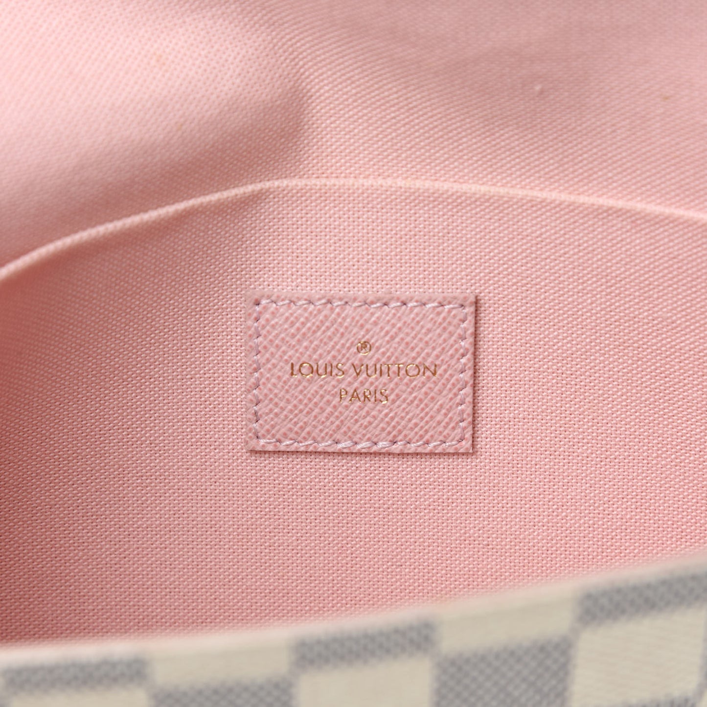 Damier Azur Pochette Felicie Chain Wallet Rose Ballerine