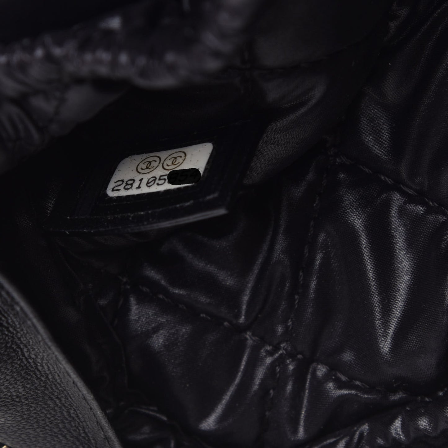 Lambskin Quilted Small Curvy Pouch Cosmetic Case Black