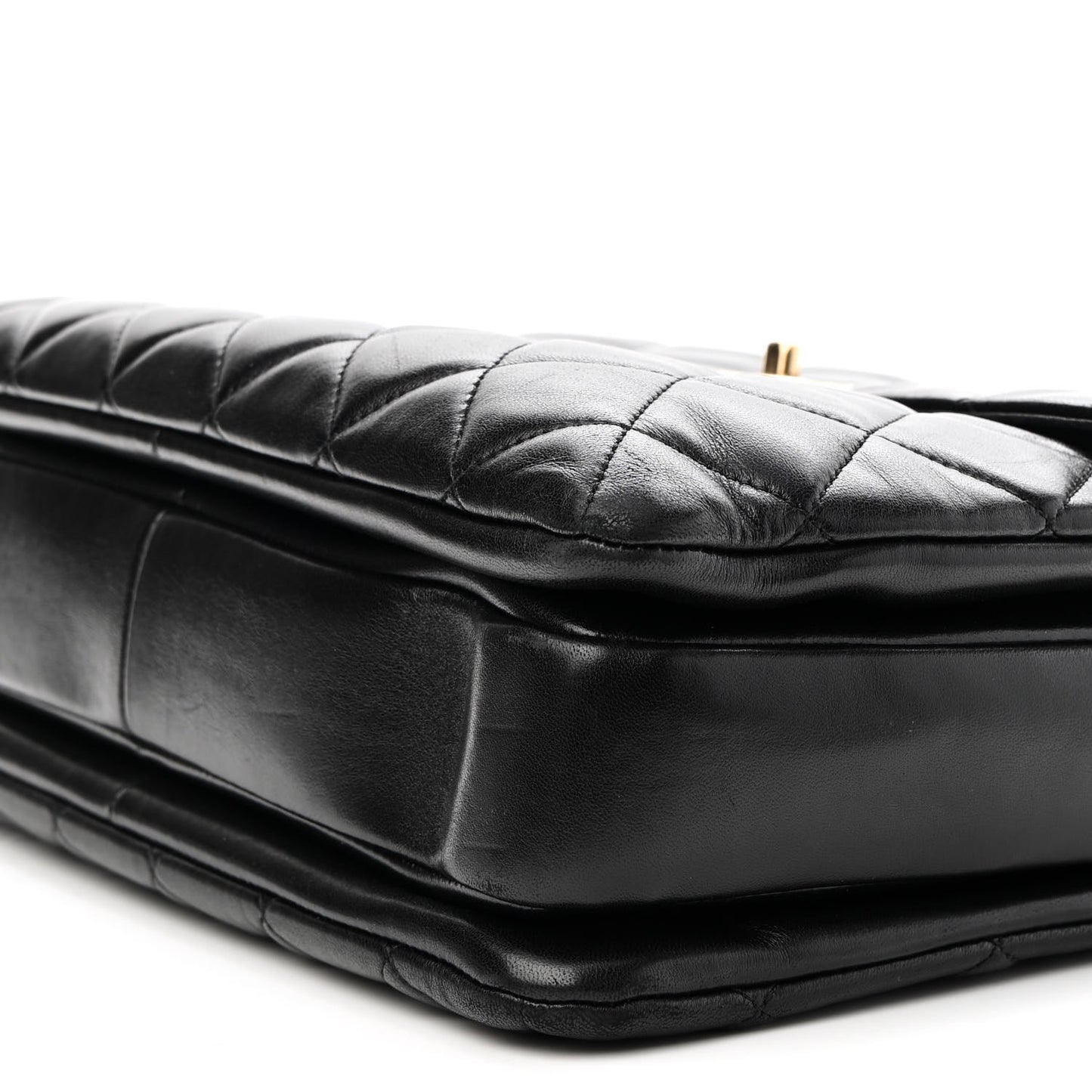 Lambskin Quilted Large Trendy CC Dual Handle Flap Bag Black