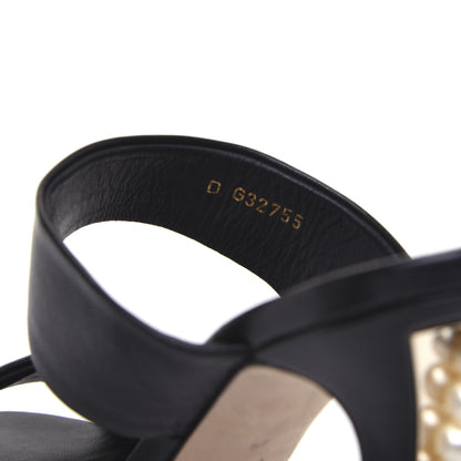 Chanel Lambskin Pearl Sandal Mules 37 Black 10 of 12
