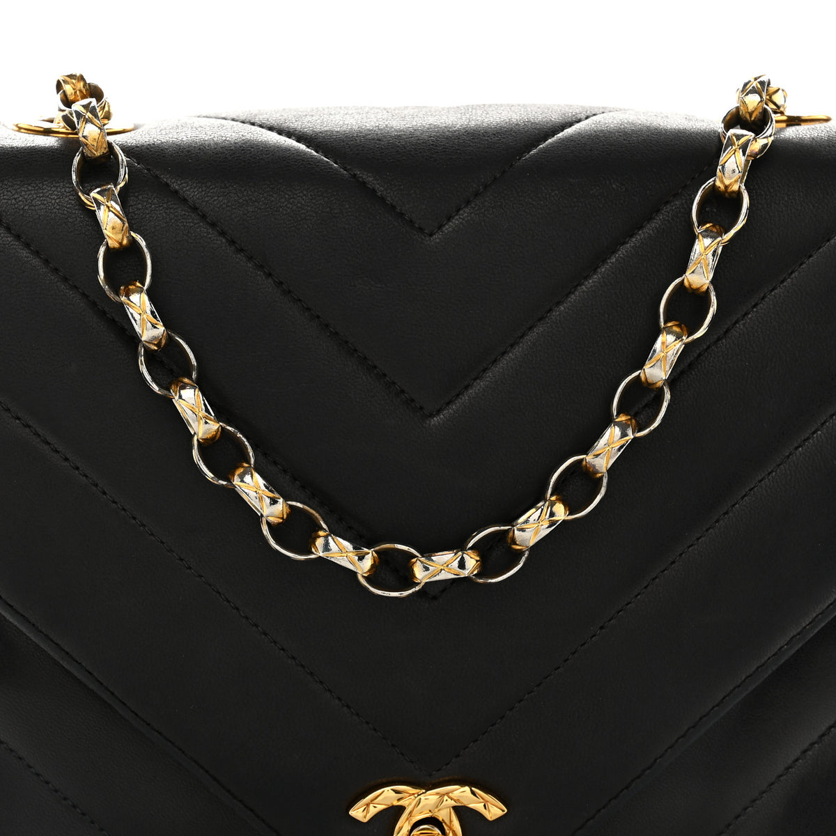 Chanel Lambskin Chevron Quilted Mini Square Flap Black 8 of 13